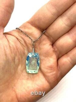 Collier Antique Japonais De Pendentif En Verre De Cristal D’intaglio D’argent D’intaglio