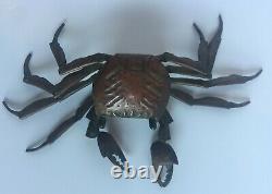 Crabe Articulé En Cuivre Fin Japonais Meiji-era Signé Okinomo