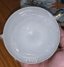 Ensemble De Théière Japonais Antique Fine Eggshell Porcelaine Peinte À La Main 7pc Signé