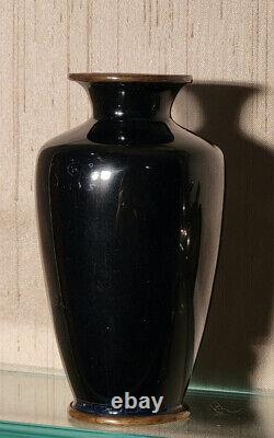 Exquise Miniature Japonaise Cloisonne Vase Avec Fines Cellules En Fil D'argent