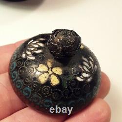 Extrêmement Fine Japonais Cloisonne Goldstone Couvert Vase Meiji Période