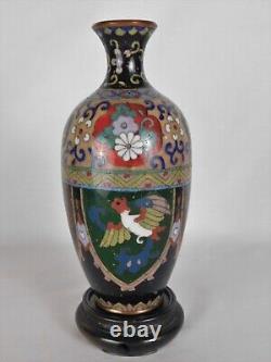 Fin Japonais Meiji Ginbari Cloisonne Enamel Dragon & Phoenix Vase