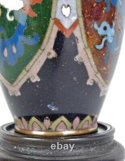Fin Japonais Meiji Ginbari Cloisonne Enamel Dragon & Phoenix Vase