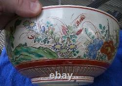 Fin Meiji Période Japonais Kutani Poterie Large Bowl-nicely Painted Scenes-nr