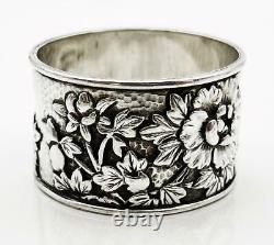 Fine Anitique Japonese Floral Sterling Silver Napkin Ring Samurai Yokohama C1900