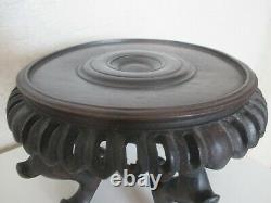Fine Antique 19ème C Chinese Japonese Oriental Carved Wooden Stand Vase Bowl Etc