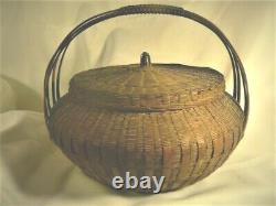 Fine Antique Fine Asian Basket Grand Chinois Japonais Ikebana Woven Intricate