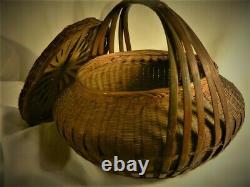 Fine Antique Fine Asian Basket Grand Chinois Japonais Ikebana Woven Intricate