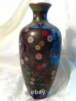 Fine Antique Japonais Big Kyoto Cloisonne Vase, Fil D’or, 10, Pas De Défauts