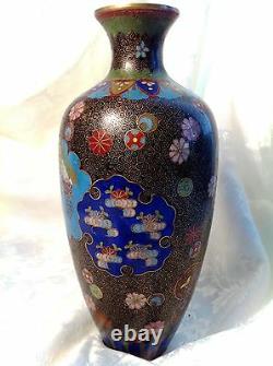 Fine Antique Japonais Big Kyoto Cloisonne Vase, Fil D’or, 10, Pas De Défauts