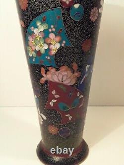 Fine Antique Japonais Cloisonne Vase Matching Paire Meiji Signé