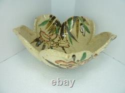 Fine Antique Japonais Crackle Émaillé Kyoto Earthenware Bowl Signé Kenzan Edo