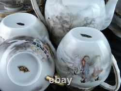 Fine Antique Japonais Kawamoto Eggshell Porcelaine Tea Set