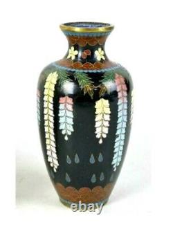 Fine Antique Japonais Meiji Cloisonne Wisteria Vase
