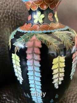 Fine Antique Japonais Meiji Cloisonne Wisteria Vase