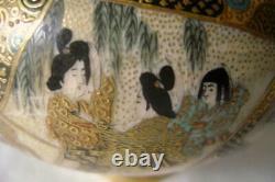 Fine Antique Japonais Satsuma Pottery Koro Base Signé 12 CM De Large