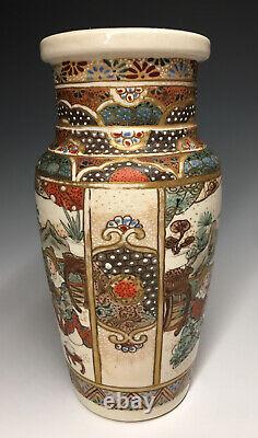 Fine Antique Japonaise MID 19ème C. Satsuma Enamel Céramique Vase Polychrome