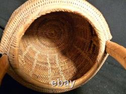 Fine Antique Japonaise Très Intricate Ikebana Woven Asian Basket