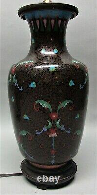 Fine Antique Japonese Cloisonne Vase Comme Lamp (avec 1 Supplément) C. 1920