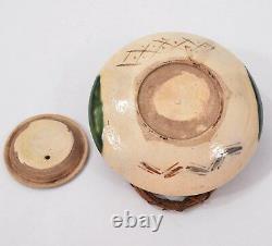 Fine Antique Old Japanese Ceramic Oribe Ware Teapot Sake Pot Signé Lovely Form