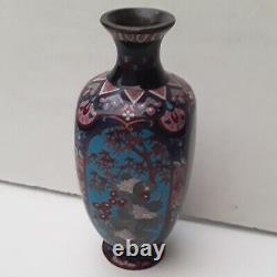 Fine Antique Panneau Japonais De Cloisonne Vase Meiji Période