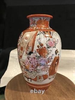 Fine Antique Poterie Japonaise Peinte À La Main Vase Satsuma Signé-rb000