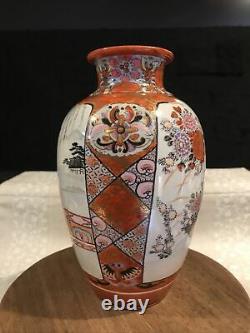 Fine Antique Poterie Japonaise Peinte À La Main Vase Satsuma Signé-rb000