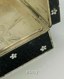 Fine Antique Vintage Meiji Bronze Japonais Inaba Cloisonne Boîte