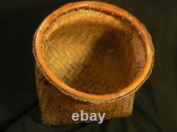 Fine Antiquité Japonais Ikebana Tissé Asiatique Basket