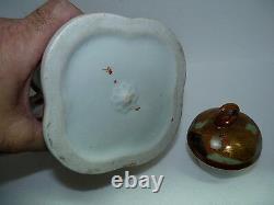 Fine Antiquité Japonaise Marquée Kutani Porcelaine Peinte À La Main Avec Couvercle H 23,5cm