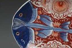 Fine Belle Plaque De Poisson De Porcelaine D'imari Japonais