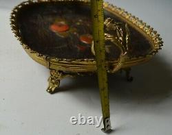 Fine Elegant Antique Japonais Ormolu Monté Plaque De Bois Laqué