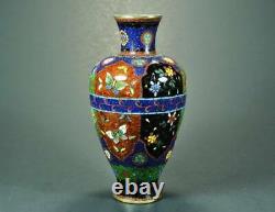 Fine & Gorgeous Meiji Japonais Antique Cloisonne Vase Avec Goldstone Ground