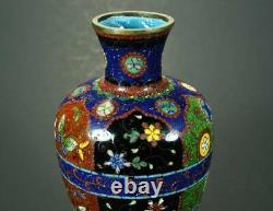 Fine & Gorgeous Meiji Japonais Antique Cloisonne Vase Avec Goldstone Ground