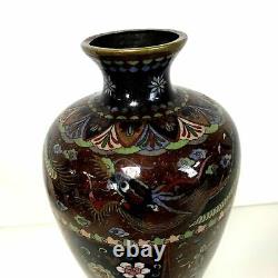 Fine Grande Antique Japonaise Période Meiji Cloisonne Vase 12