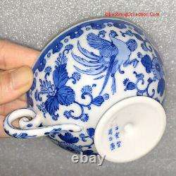 Fine Japonais Seto Sometsuke Kato Shubei Blue White Porcelain Tea & Coffee Set