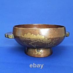 Fine Japonaise Meiji Période Laquerie Footed Bowl Avec Grue De Boîte En Bois Original