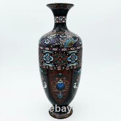Fine Japonese Meiji Période Cloisonne Vase Fin 19ème Siècle 12 Pouces Tall