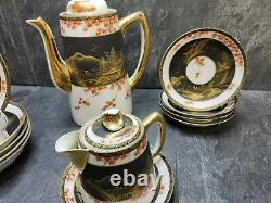 Fine Kutani Eggshell Porcelaine Démitasse Sauces+bowls+creamer+teapot Japon X12