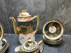 Fine Kutani Eggshell Porcelaine Démitasse Sauces+bowls+creamer+teapot Japon X12