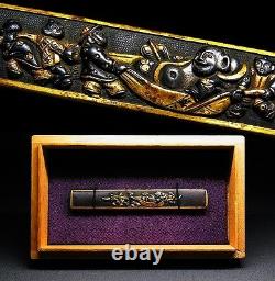 Fine Kyo-goto Kozuka Japonais Edo Samurai Antique Sword Raccord Hotei C686