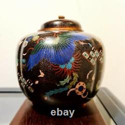 Fine Meiji Period Cloisonné Enamel Brass Floral Pheonix Vase Japanese Tripod