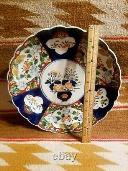 Fine Old Floral Scalloped Japonais Chinois Imari Low Bowl Charger Platter 12'