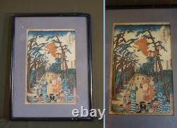 Fine Original Japanese Woodblock Print Par Utagawa Sadahide Encadré