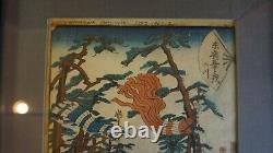 Fine Original Japanese Woodblock Print Par Utagawa Sadahide Encadré