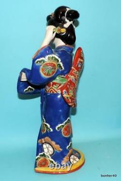 Fine Porcelaine Japonaise Grand Antique 19thc Kutani Gild Geisha Statues Figurine