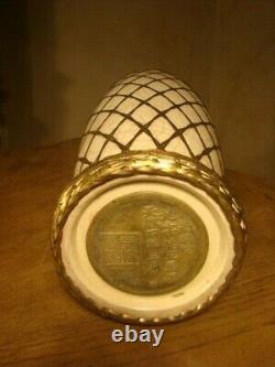 Fine Rare Vintage Fabriquée À La Main Japonaise Signé Porcelaine Et Vase D'urne De Bronze