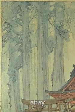 Fine Vieille Japonaise Hiroshi Yoshida Misty Day In Nikko Woodblock Woodcut