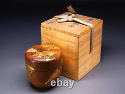 Fine Vintage Makie Lacquered Natsume Japonais Thé En Bois Caddy W Signed Box E475