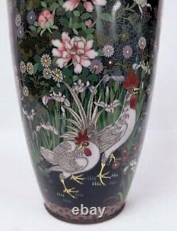 Grand Fine Antique Japonais Cloisonne' Vase Peut-être Par Ota